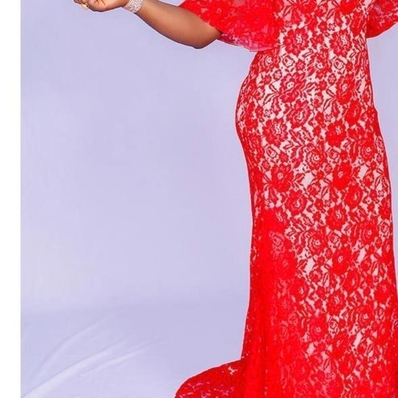 Evening Red prom, wedding guests dress US 16 - Picture 3 of 7